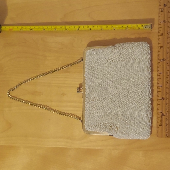 Richere by Walborg Off White Mid Century Modern Beaded Wristlet Clutch Handbag - Picture 16 of 16